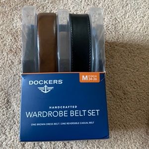 Mens Dockers handcrafted wardrobe belt set (two).